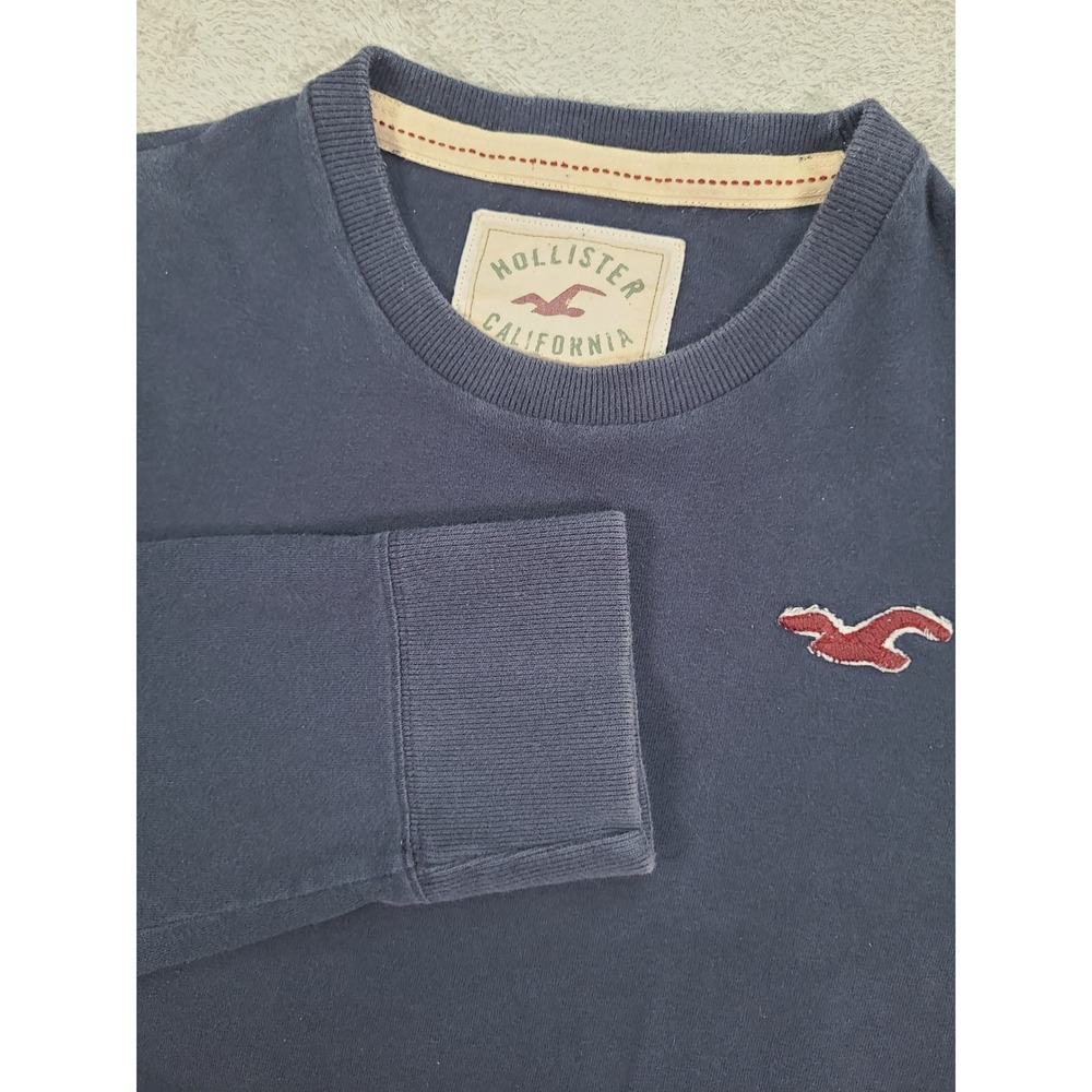 Hollister California Mens XL Navy Blue Long Sleeve Graphic T-Shirt Cotton